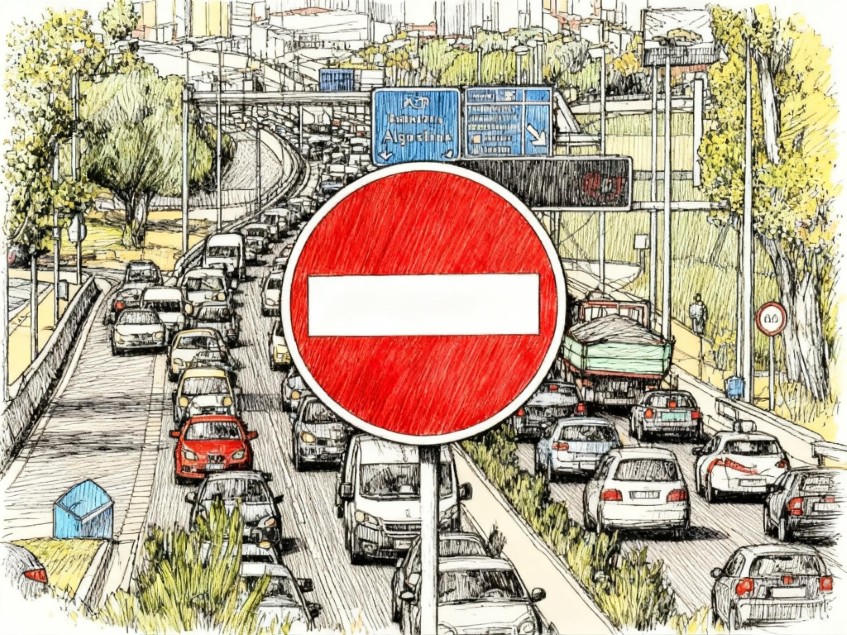 Junction closures and heavy traffic on the A-7 in Marbella