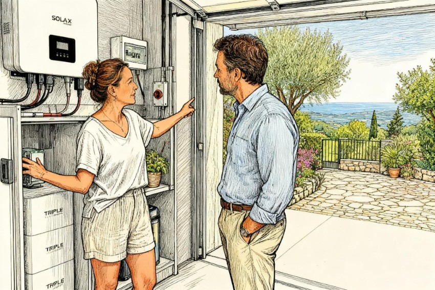 Estate agent visiting property owner on the Costa del Sol to discuss valuation