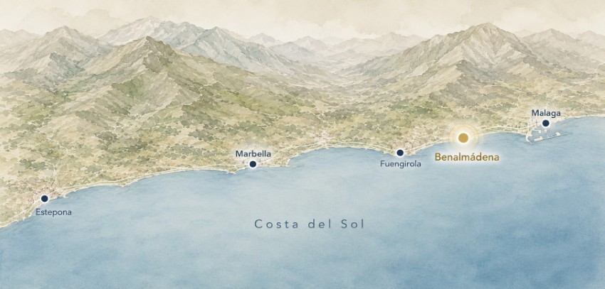 Benalmadena Map Map showing the location of Benalmadena on the Costa del Sol.