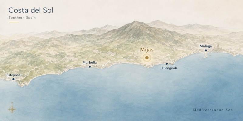 Mijas map. Maps showing the location of Mijas on the Costa del Sol.