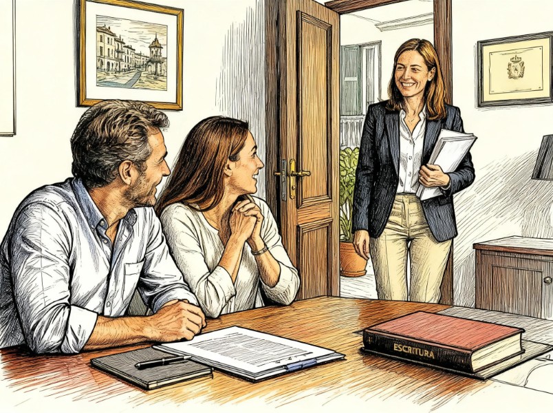 Legal advice when buying property in Spain Couple happy to meet with a lawyer about buying property in Spain