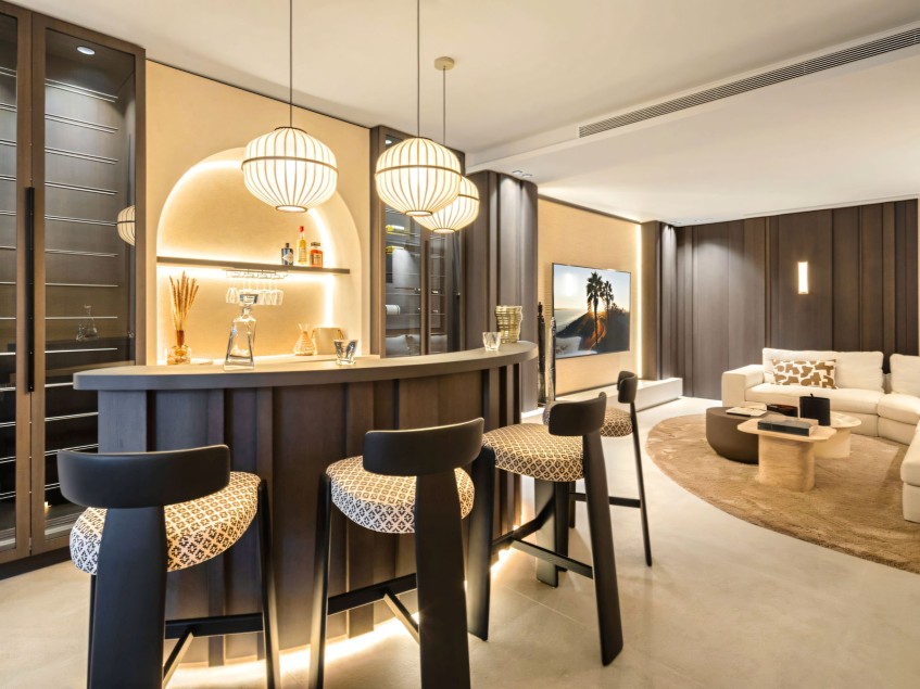 Bar and home cinema Bar and home cinema or media room in the El Rosario contemporary villa