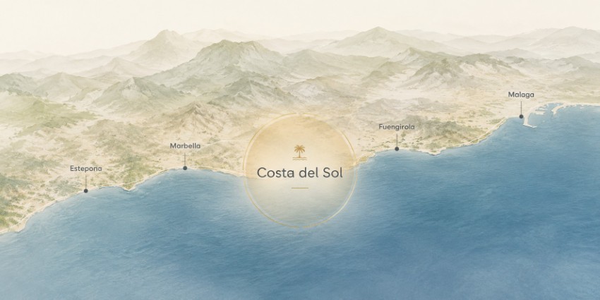 Carte de la Costa del Sol Carte montrant les principaux secteurs de la Costa del Sol.