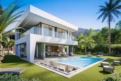 New 3 and 4 bedroom villas with sea view at Manilva 